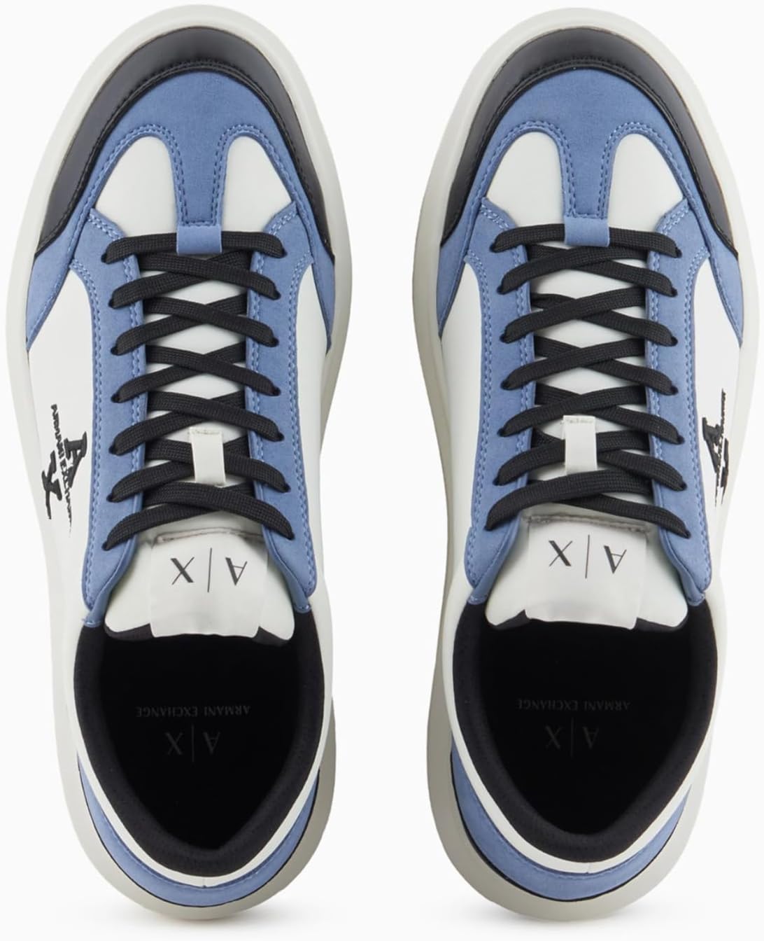 Кроссовки Armani Exchange Mens Embroidered Venice, белый/синий/светло-белый — фото 4