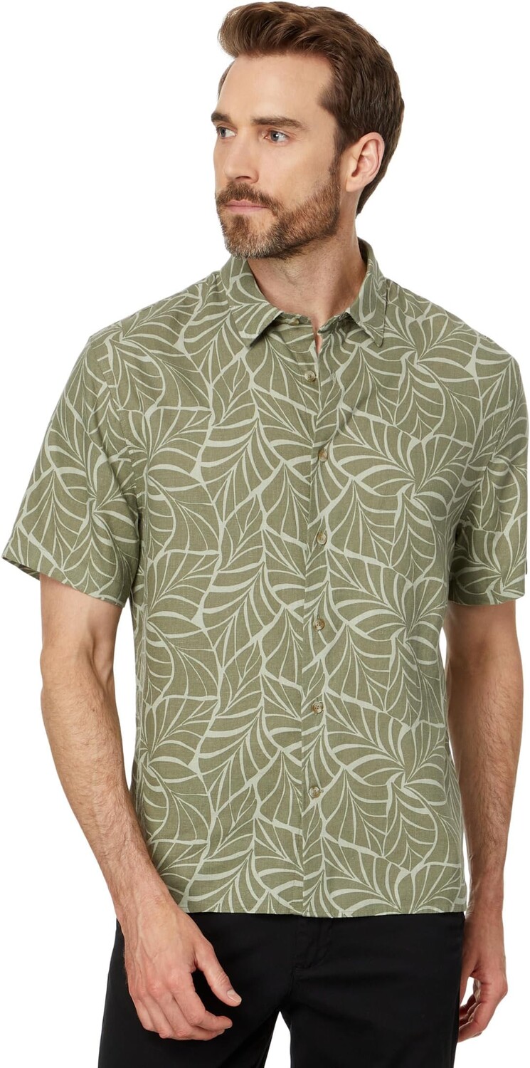 

Рубашка Vince Knotted Leaves Short Sleeve, цвет Dark Dried Cactus