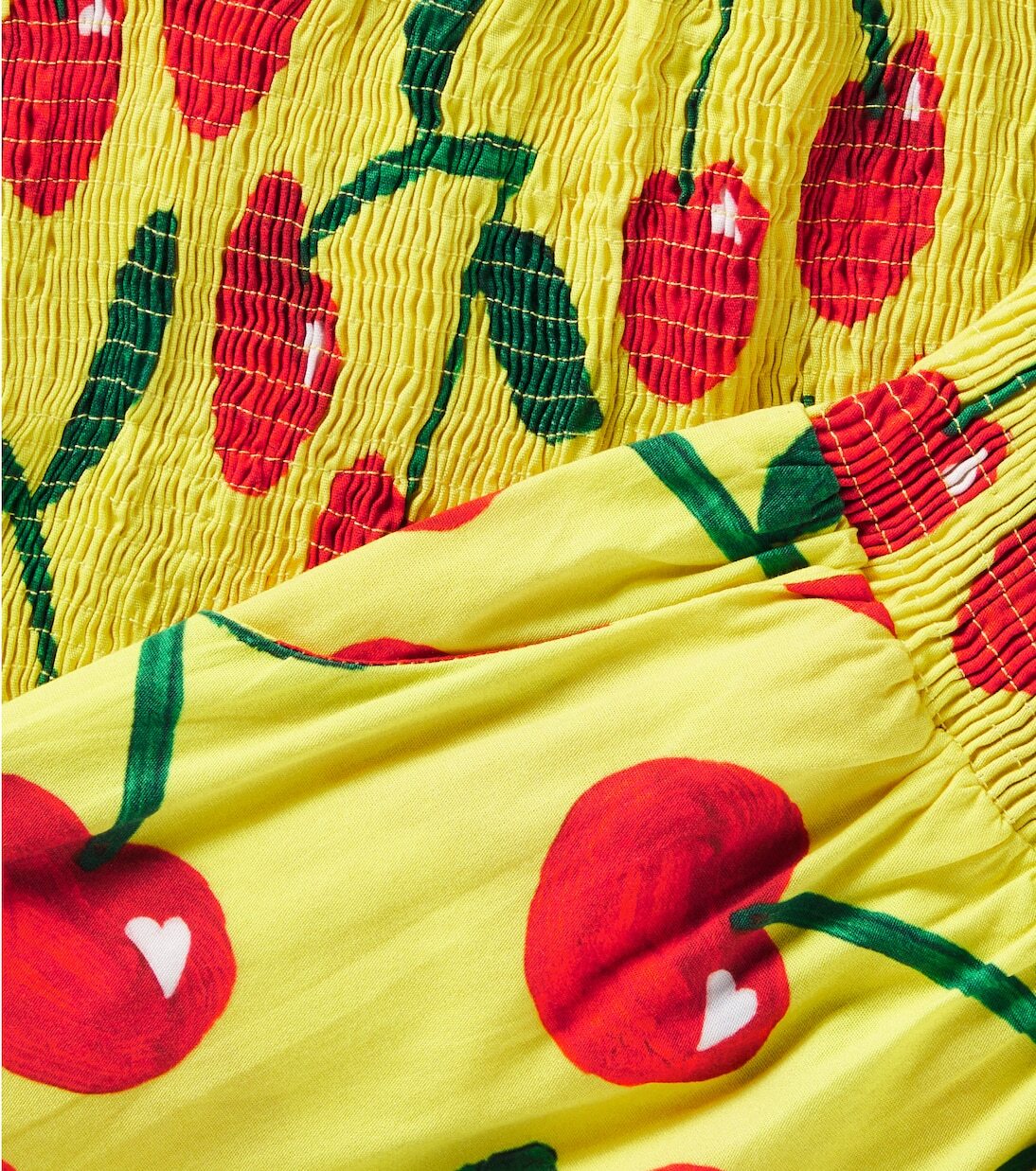 Топ и шорты из хлопка с принтом Fábula, Est Cerejita Fundo Amarelo — фото 3