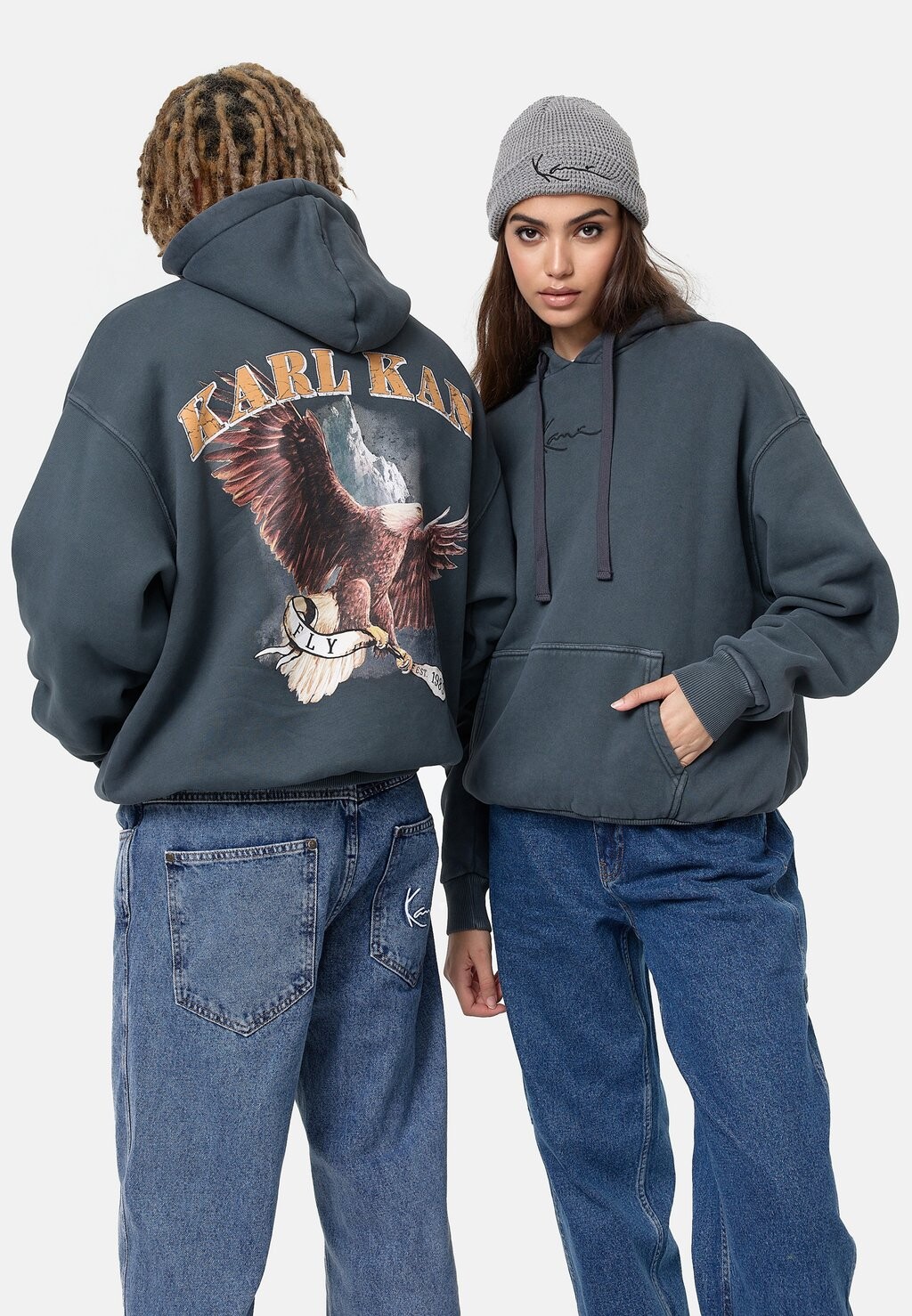 

Толстовка Small Signature Washed Eagle Hoodie Unisex Karl Kani, цвет bleach black