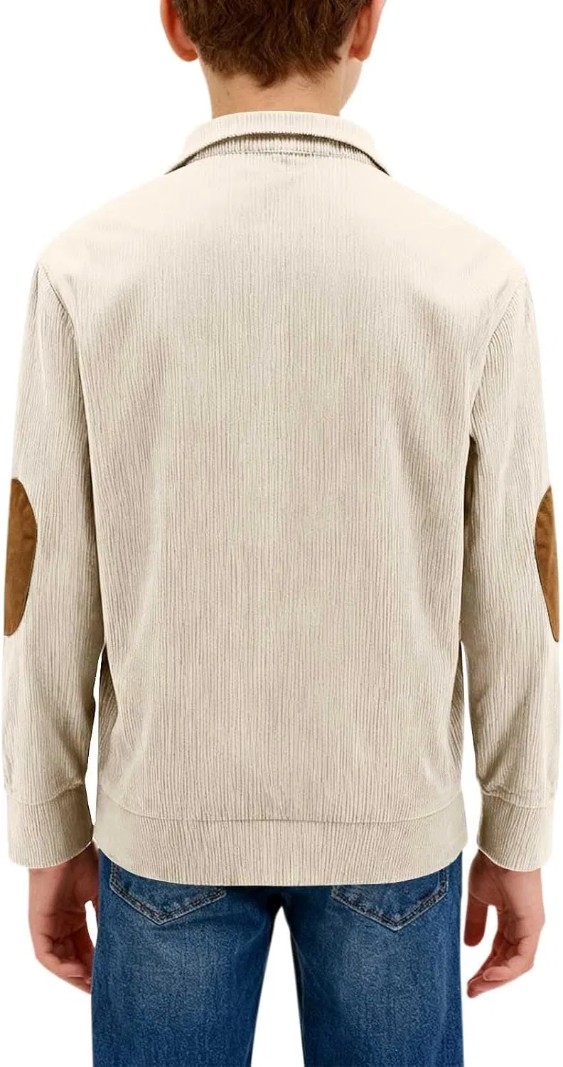 Детское поло из вельвета с длинным рукавом, цвет блок, Zzalalana, Beige — фото 4