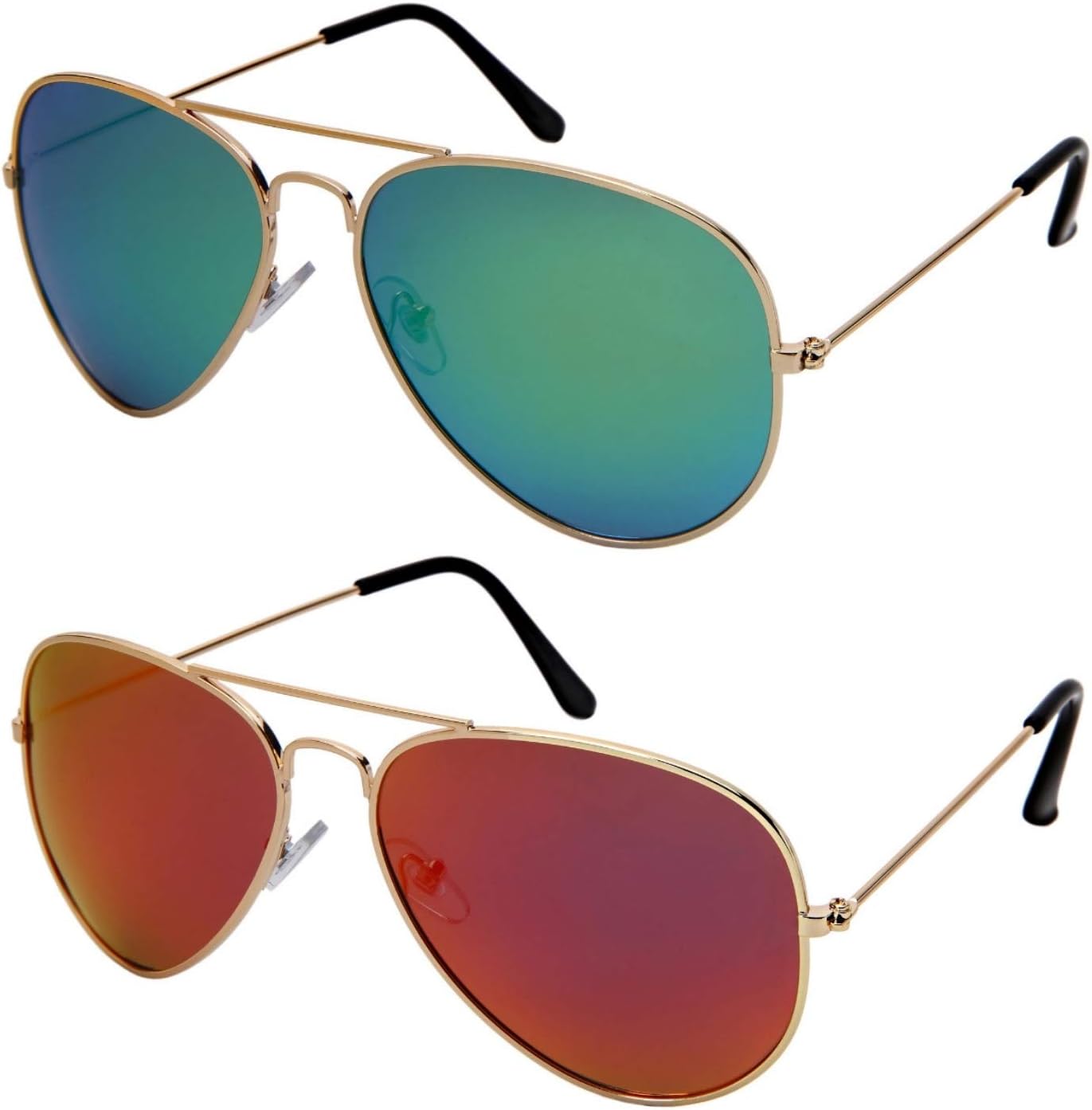 

Солнцезащитные очки Edge I-Wear Classic Pilot Style Polarized Aviator для мужчин и женщин, защита UV400, зеркальные линзы (комплект из 2 штук) золотисто-красный + золотисто-зеленый, 57 EDGEIWEAR, (Pack of 2) Gold Red +Gold Green