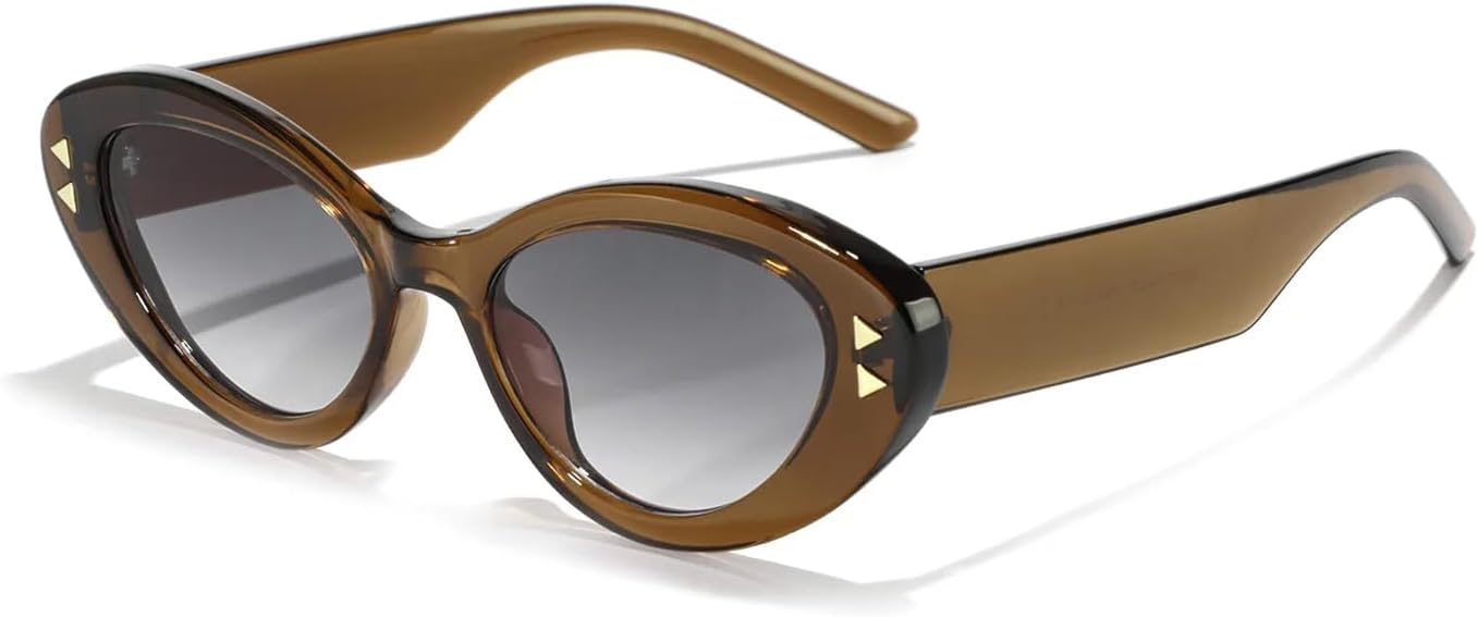 

Ретро-очки «кошачий глаз» для женщин и мужчин, классические винтажные солнцезащитные очки с защитой от УФ-излучения UV400 для использования на открытом воздухе SZVVBKK, Brown