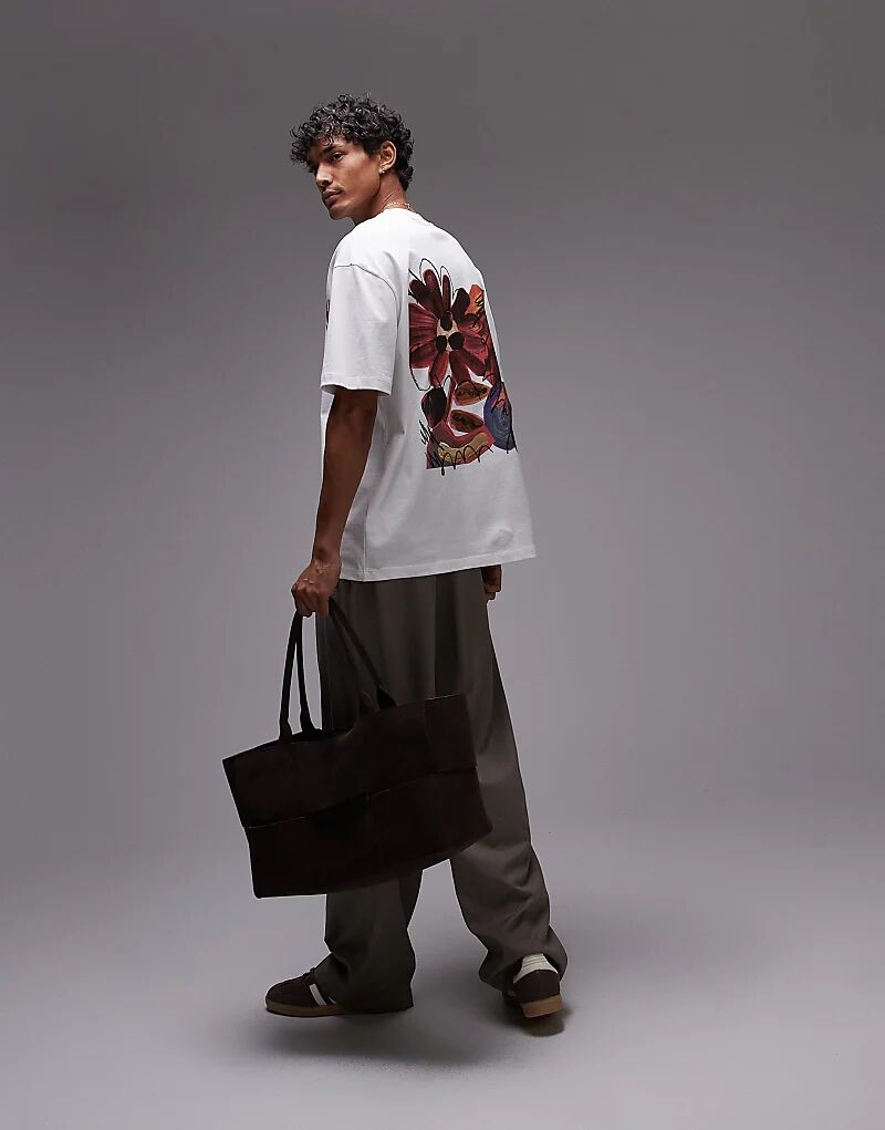 

Футболка Topman свободного кроя с нарисованным коллажным принтом спереди и сзади белого цвета