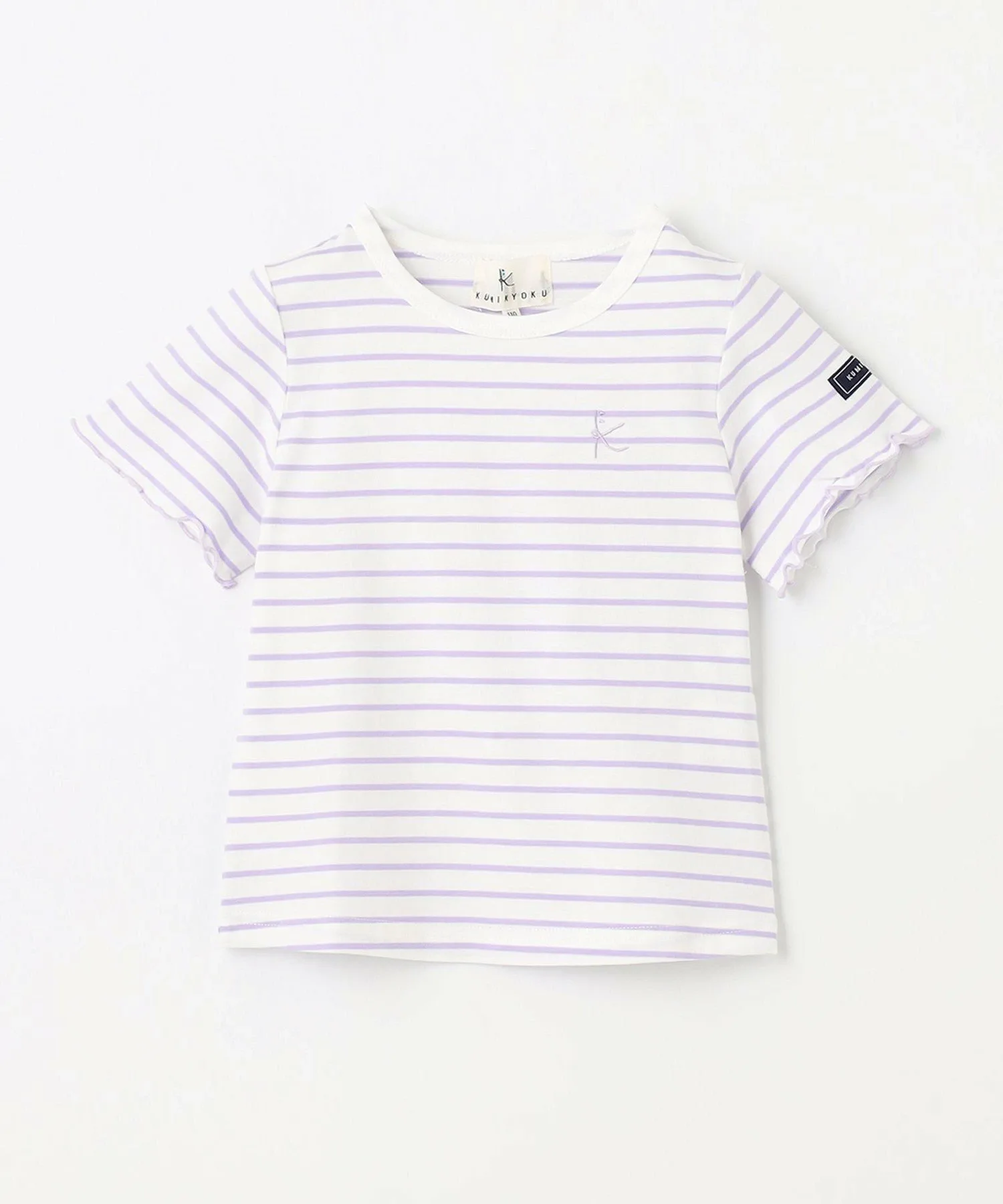 Полосатая футболка с коротким рукавом Suite Kids, цвет Lavender X Off-White [182] — фото 4