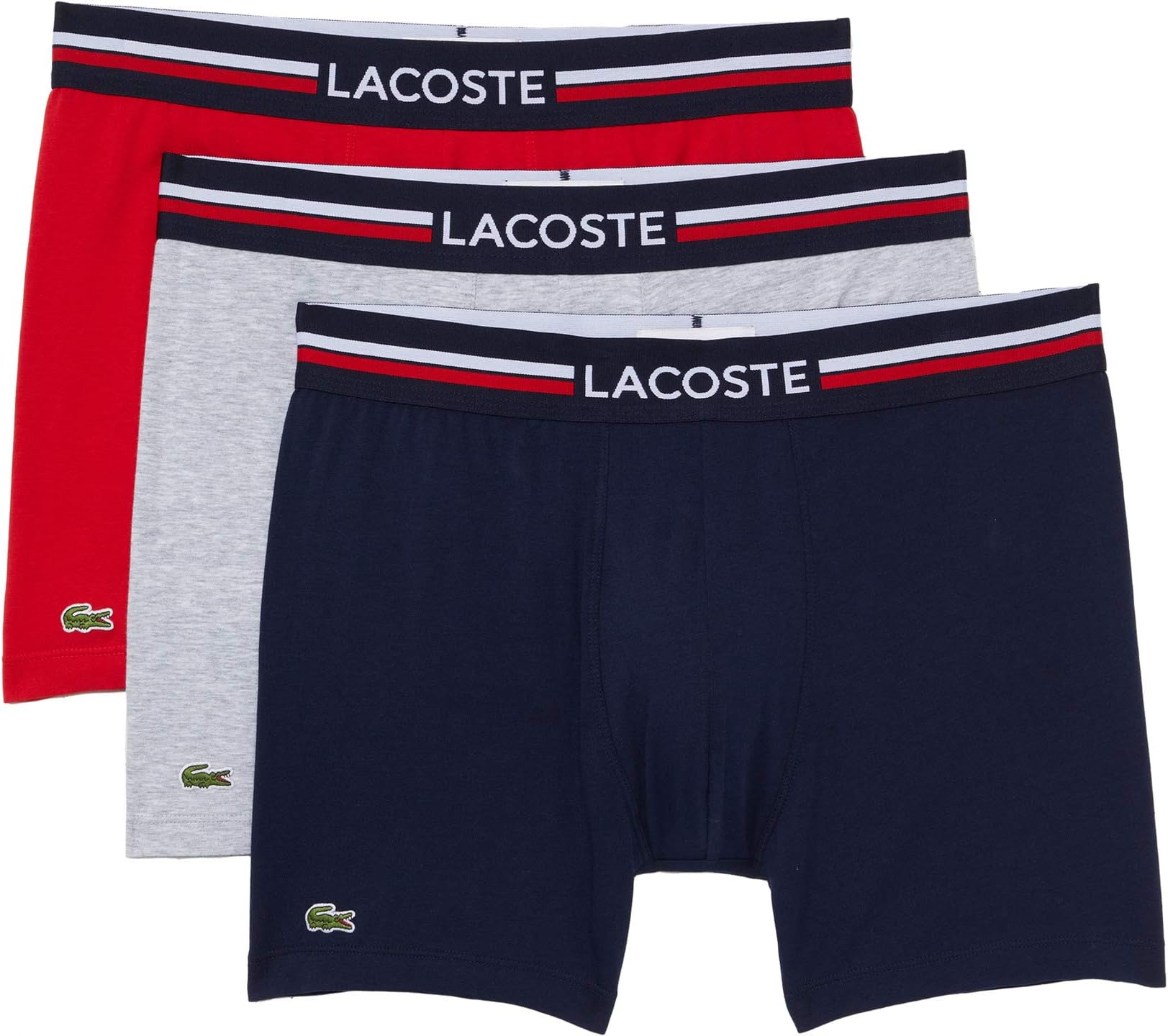 

Комплект из трех трусов-боксеров с французским флагом Iconic Lifestyle Lacoste, цвет Navy Blue/Silver Chine/Red