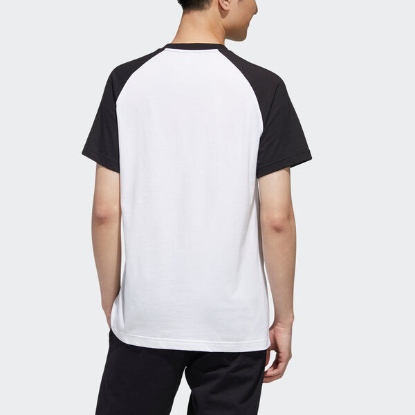 Футболка neo m esntl rgln t logo printing colorblock sports short sleeve white Adidas, белый — фото 4