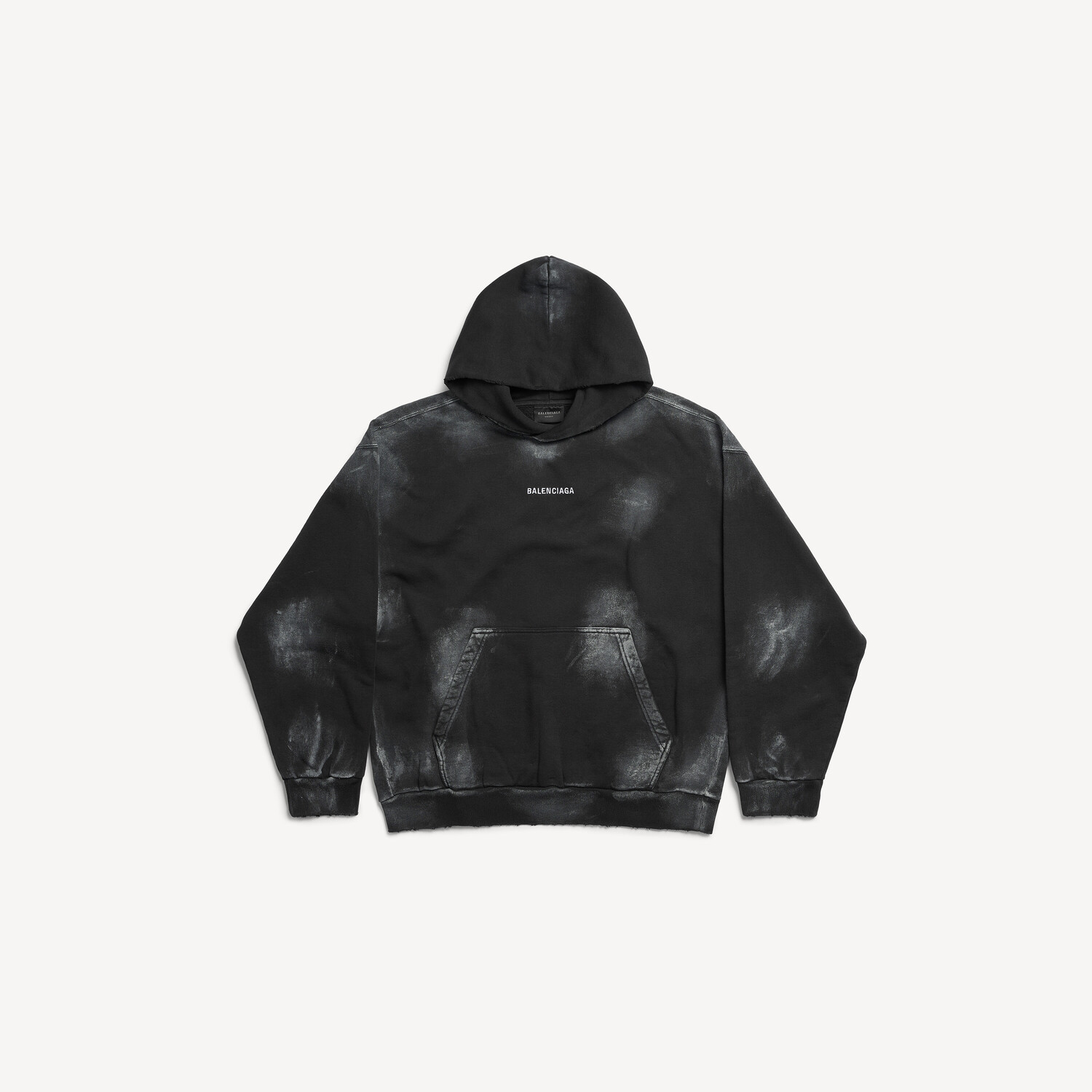 

Мужское худи balenciaga средний крой с принтом на спине, выцветший черно-белый BALENCIAGA, белый/выцветший черный