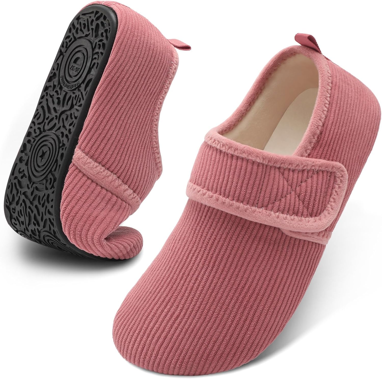 

JOINFREE домашние тапочки для женщин и мужчин, уютные тапочки с легким надеванием, широкие тапочки для босых ног, носки-тапочки для дома, путешествий, офиса и йоги, розовый