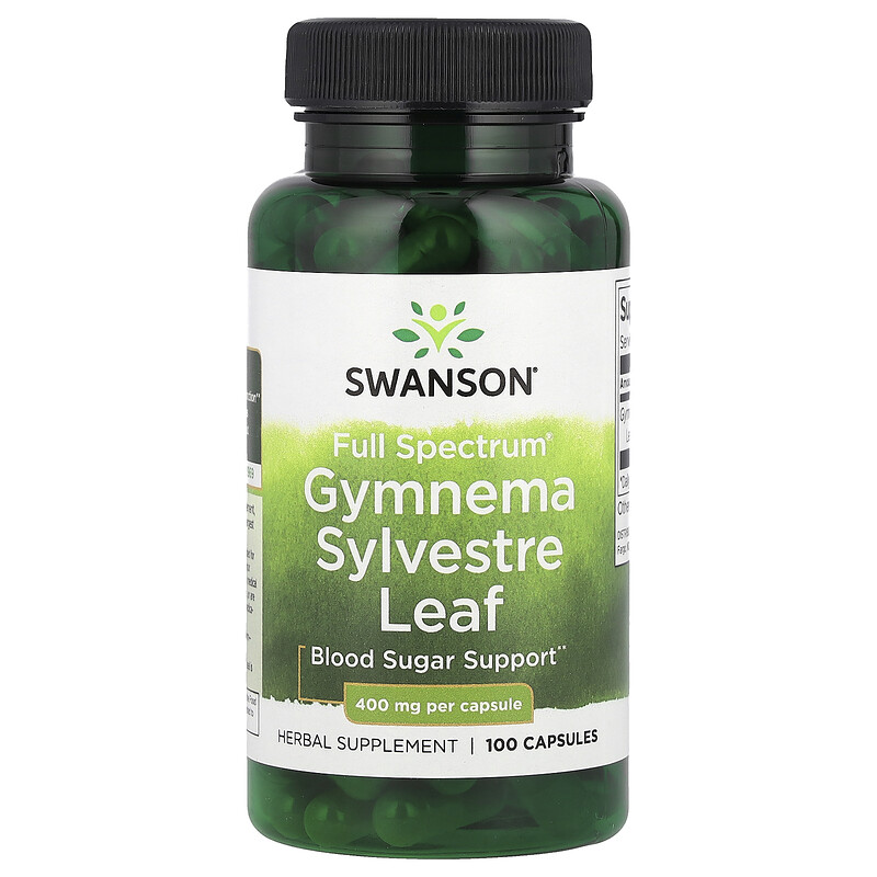 

Swanson, Gymnema Sylvestre Leaf, полный спектр действия, 400 мг, 100 капсул