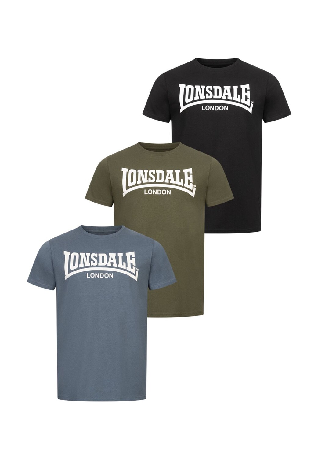 

Мужские футболки стандартного кроя, 3 пары HINSTOCK LONSDALE, цвет Black/green/blue