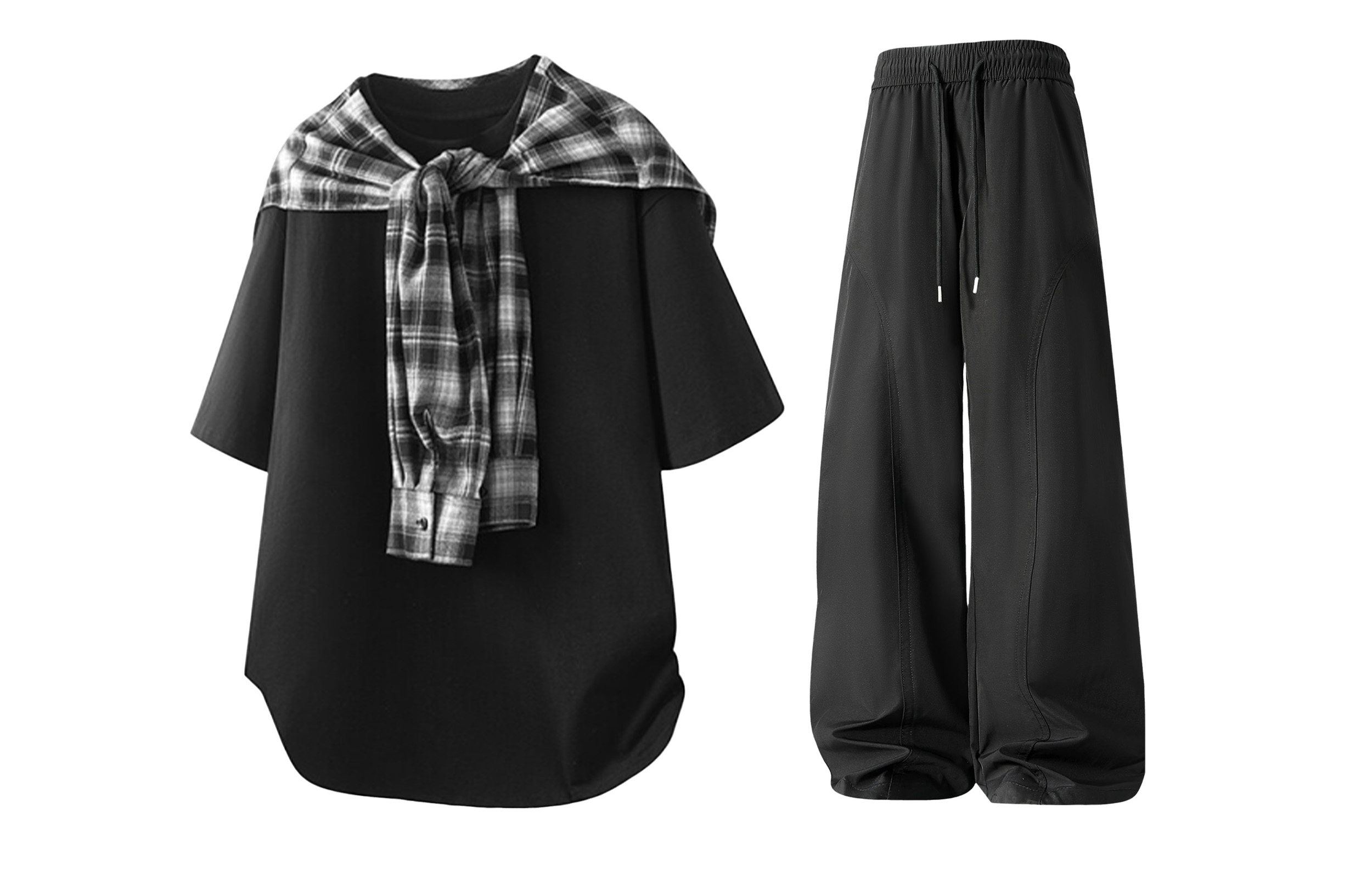 

Повседневный спортивный свитер Unisex с круглой горловиной Moderate X1617, черный short-sleeved shirt+черный casual pants