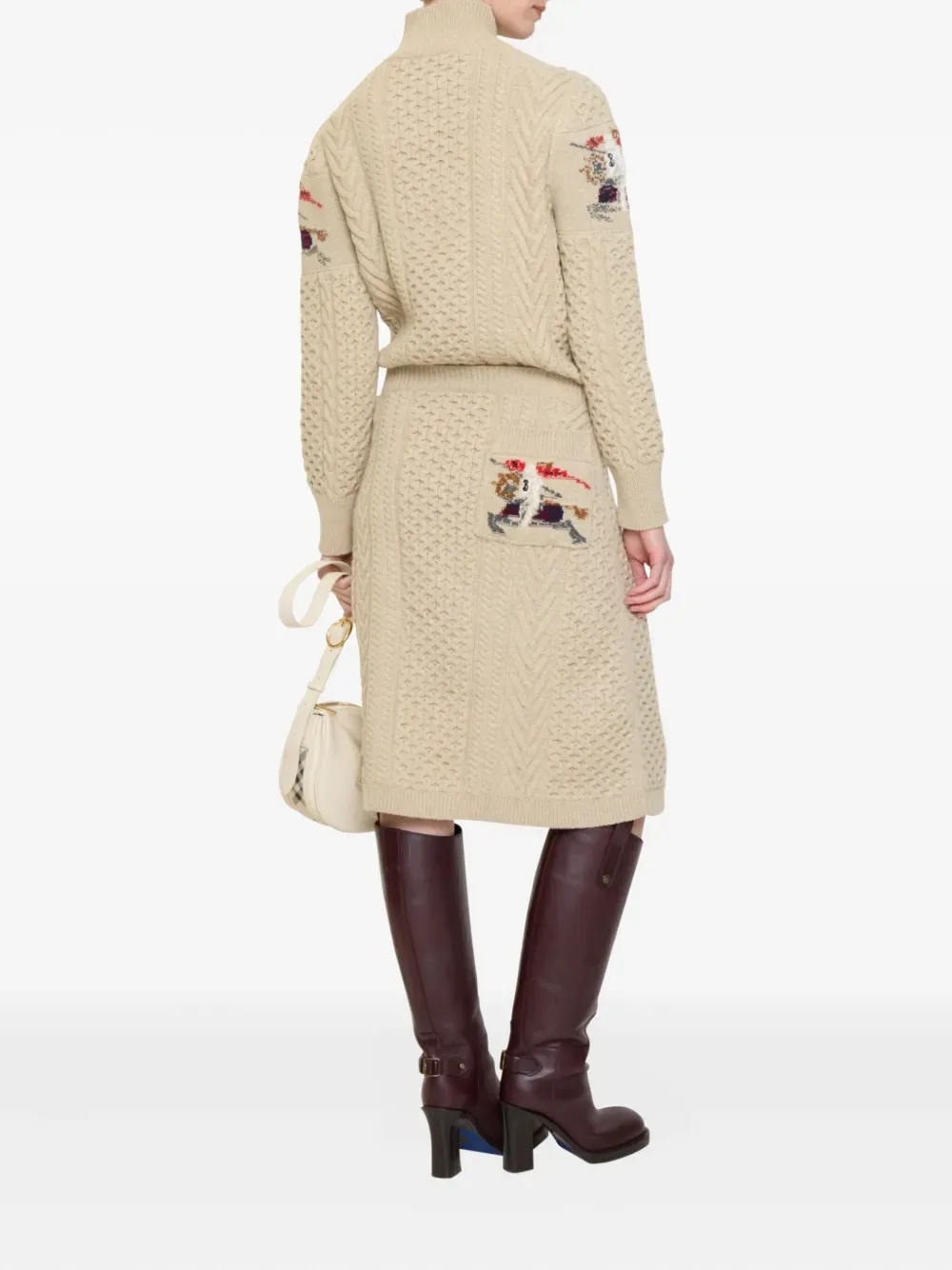 Юбка Equestrian Knight BURBERRY, миди, бежевый — фото 3