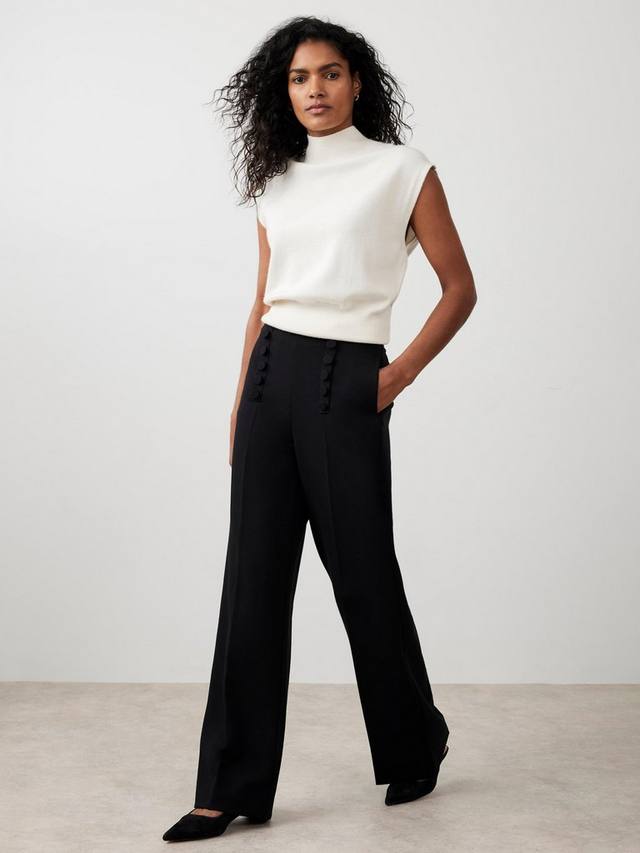 

Брюки с широкими штанинами и пуговицами Mint Velvet, Black