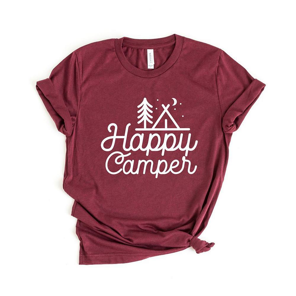 

Футболка Happy Camper Tent с короткими рукавами и графическим рисунком Simply Sage Market, цвет Maroon