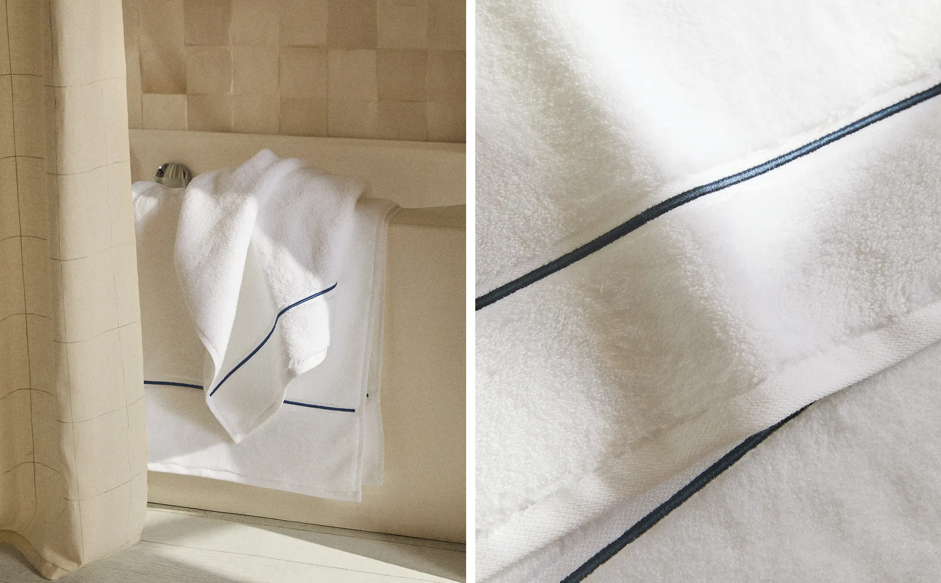 

Банное полотенце с вышивкой Zara Home, темно-синий