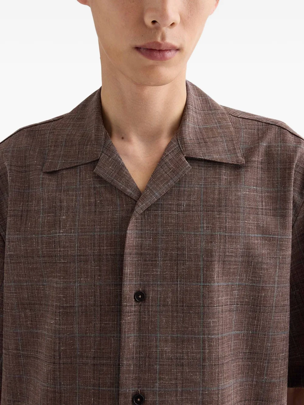 Клетчатая рубашка с короткими рукавами Jil Sander, коричневый — фото 3