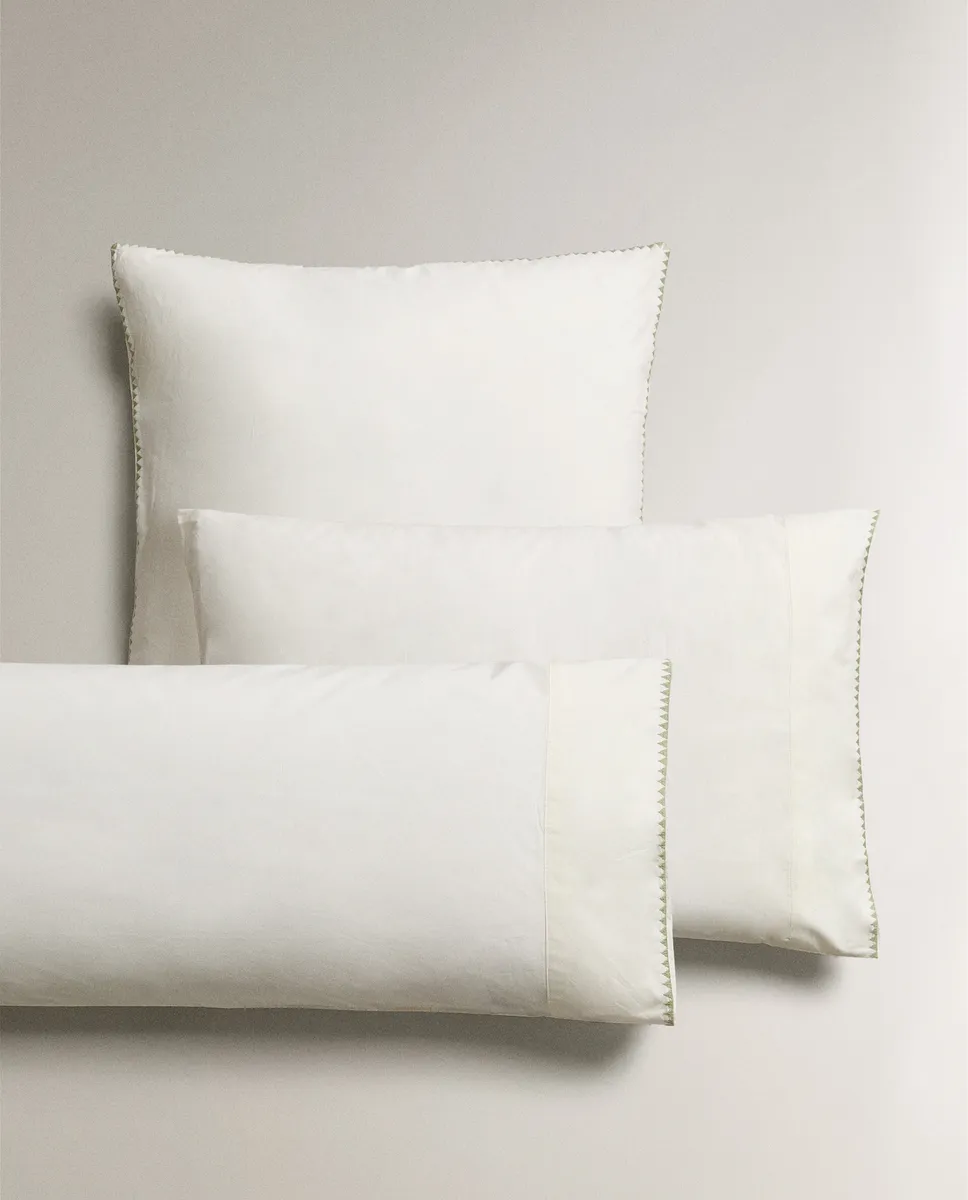

Вышитая наволочка Zara Home, цвет Oyster White