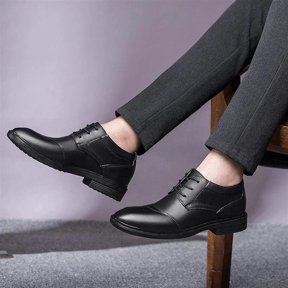 Туфли Kleid Oxford Formale Schuhe für Männer schnüren runde Zehenschuhe Leder Gummi Gummi Nicht rutschfeste Hochzeit Generic, Schwarz — фото 2