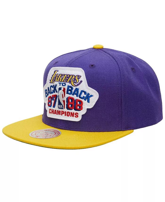 

Мужская фиолетово-золотая бейсболка Los Angeles Lakers Hardwood Classics 1987/88, спина к спине, бейсболка чемпионов НБА Mitchell & Ness, фиолетовый