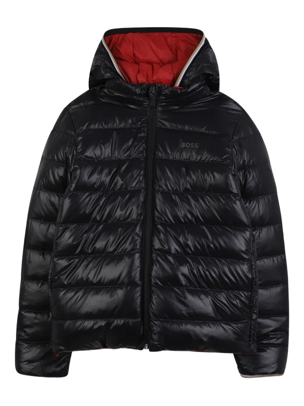 Двусторонняя стеганая куртка с капюшоном BOSS Kidswear, красный — фото 3