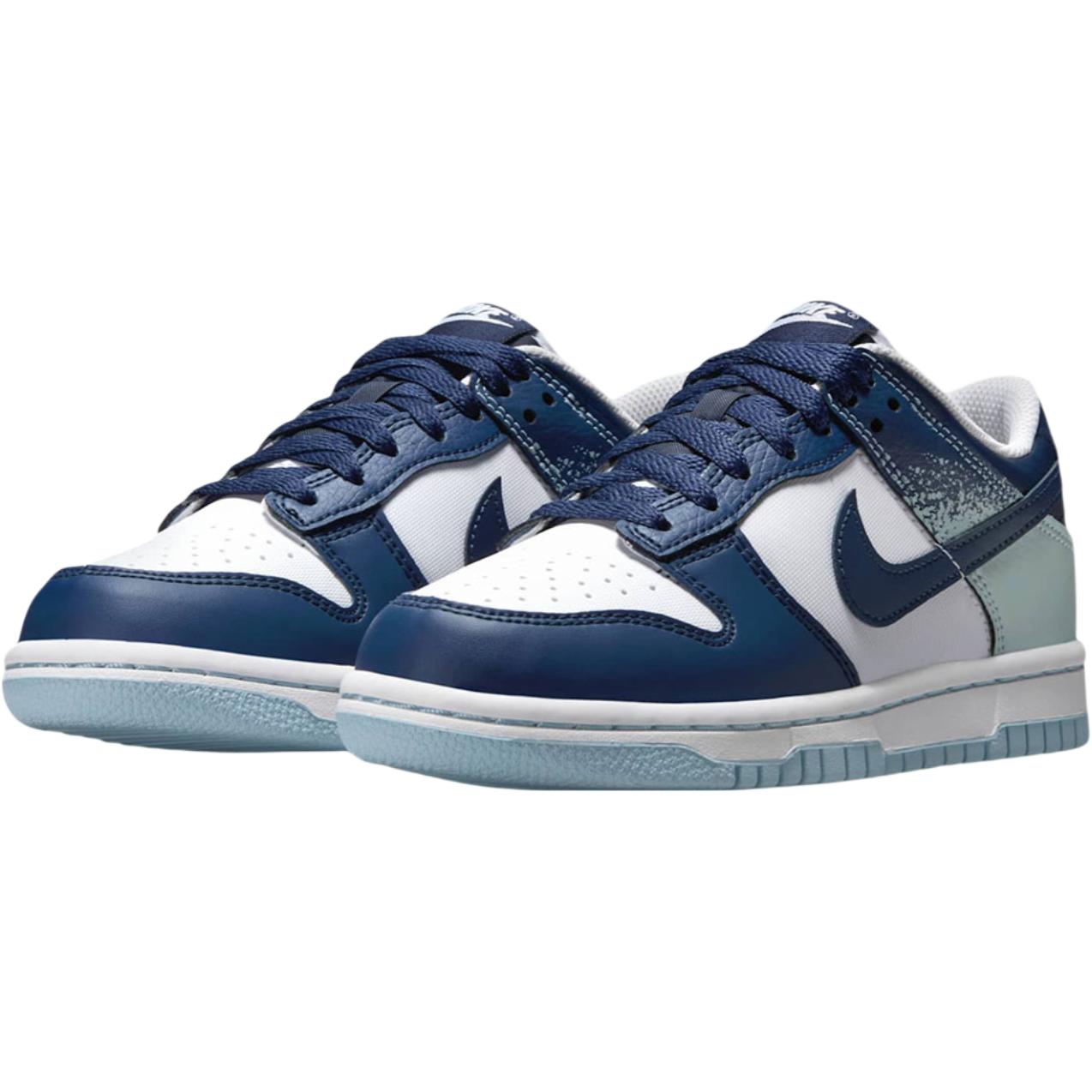 Nike Кроссовки для скейтбординга низкие детские с технологией Dunk Cushioning, износостойкие, белые/Marine Blue — фото 4