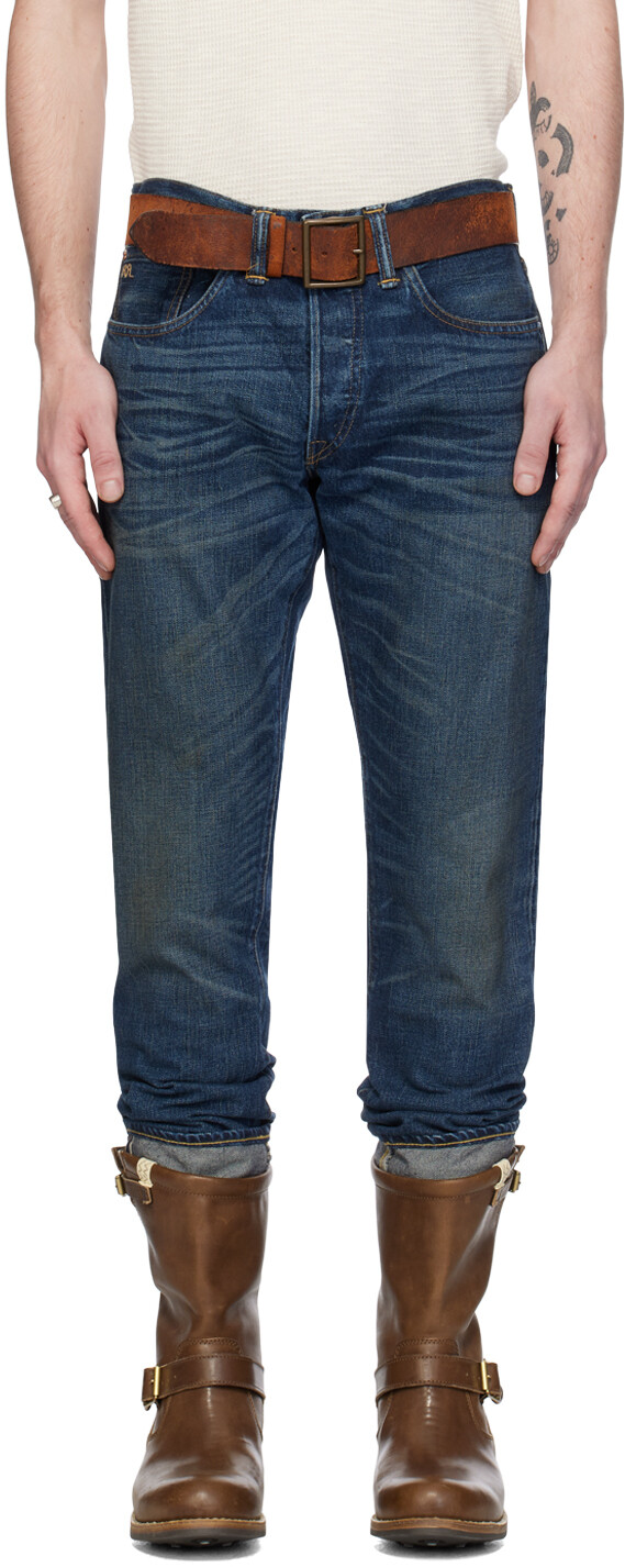 

Джинсы узкого кроя цвета индиго Rrl, цвет Ridgecrest wash