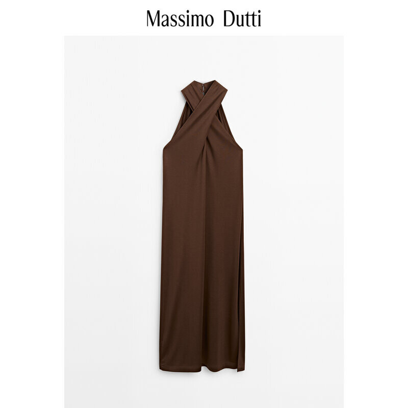 

Платье женское Massimo Dutti 2024 минималистичное, коричневый