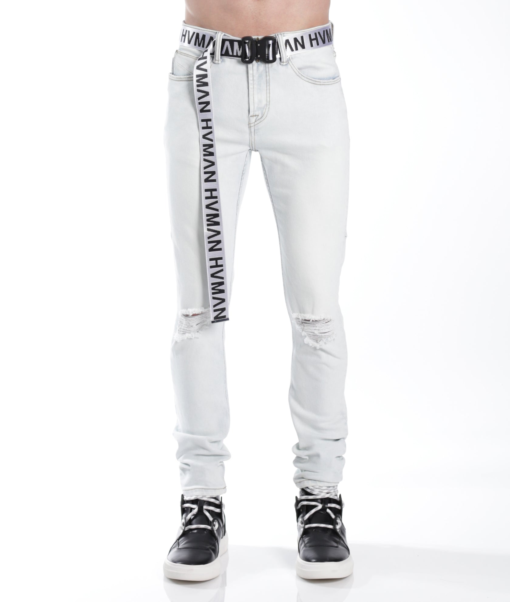 

Джинсы Strat Super Skinny Fit с белым поясом в цвете Zephyr HVMAN