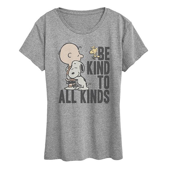 

Футболка с принтом Women's peanuts be kind to all kinds Licensed Character, Heather Gray