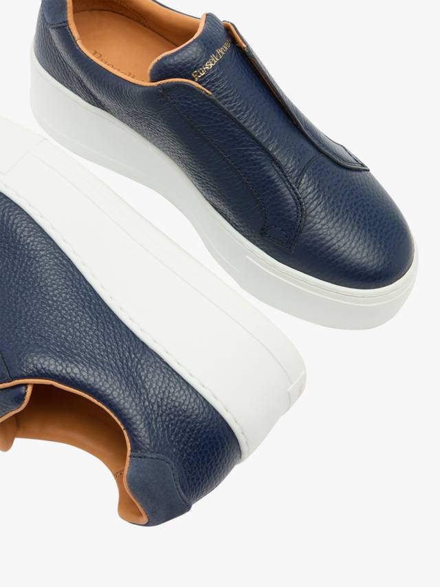 Тренеры Park Up из зерненой кожи без шнуровки на платформе Russell & Bromley, Blue — фото 4