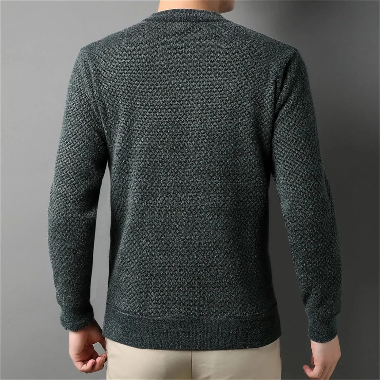Мужской свитер O-Neck из флиса с длинными рукавами Slim Fit — фото 2