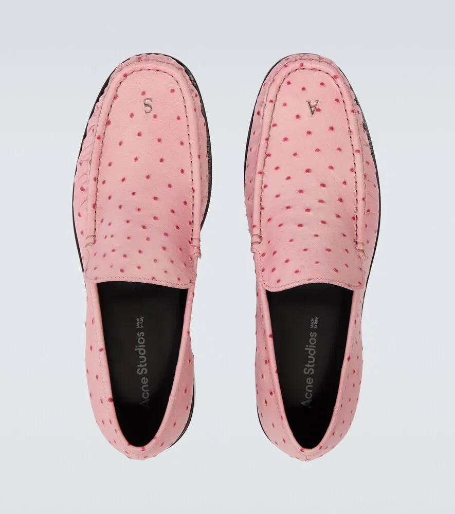 Лоферы из кожи, имитирующей кожу страуса Acne Studios, розовый — фото 4