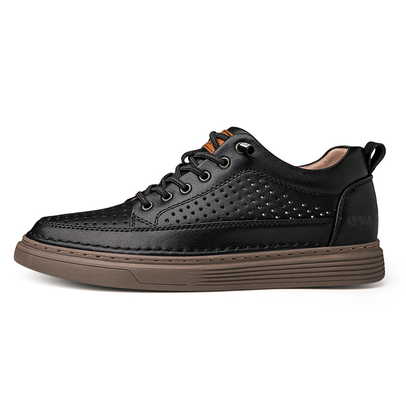

Qiandongmeili Низкие скейтерские кроссовки унисекс черные перфорированные, цвет Black Perforated