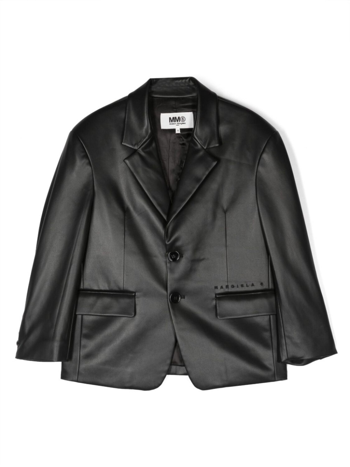 

MM6 Maison Margiela Kids однобортный кожаный пиджак, черный