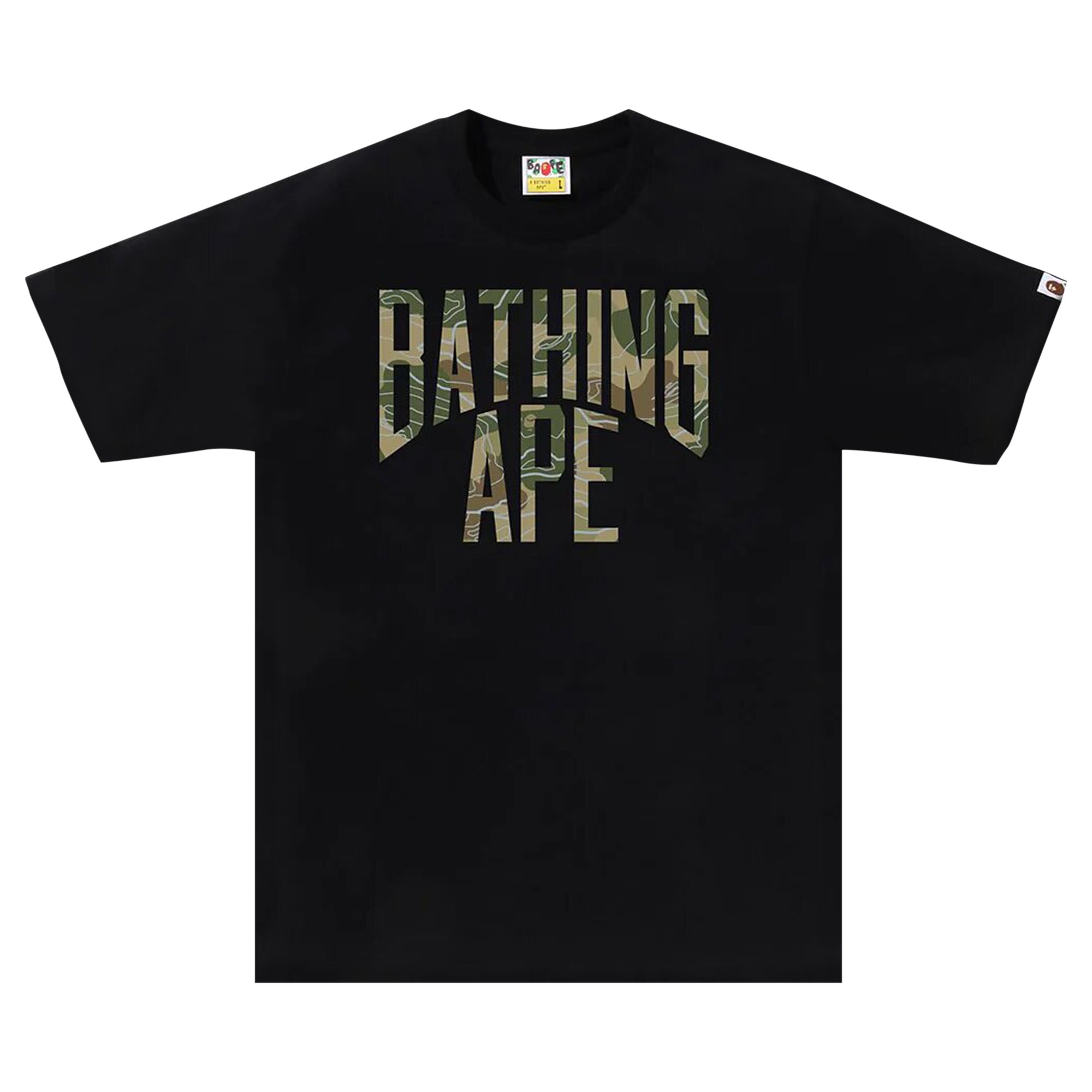 

Футболка с логотипом BAPE Layered Line Camo NYC, цвет Черный/Бежевый