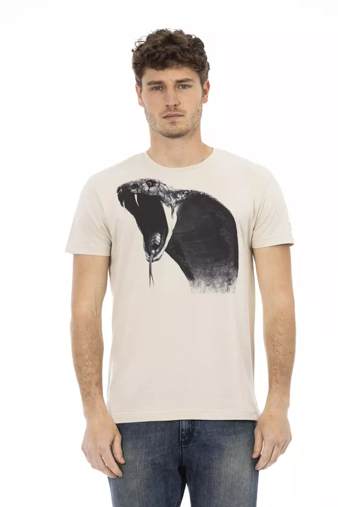 

Бежевая хлопковая мужская футболка Trussardi