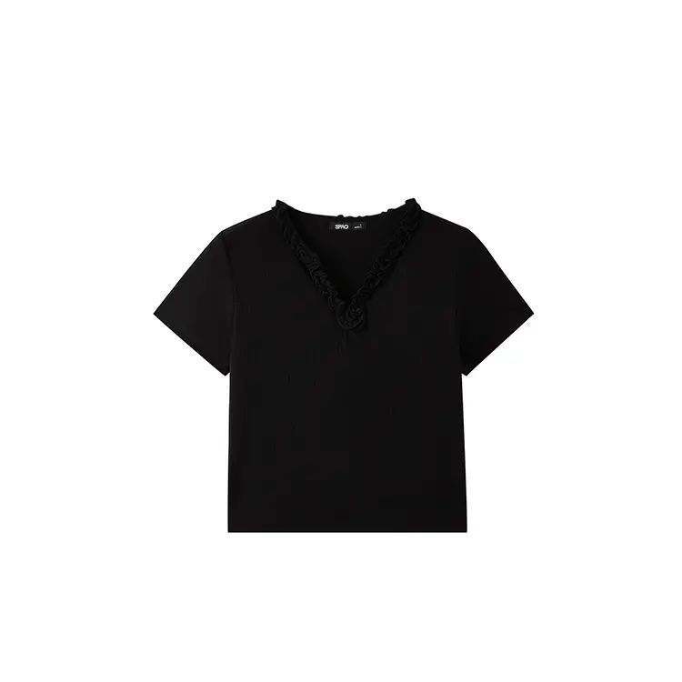 

Футболка женская V-образный вырез Moderate SPAO, черный