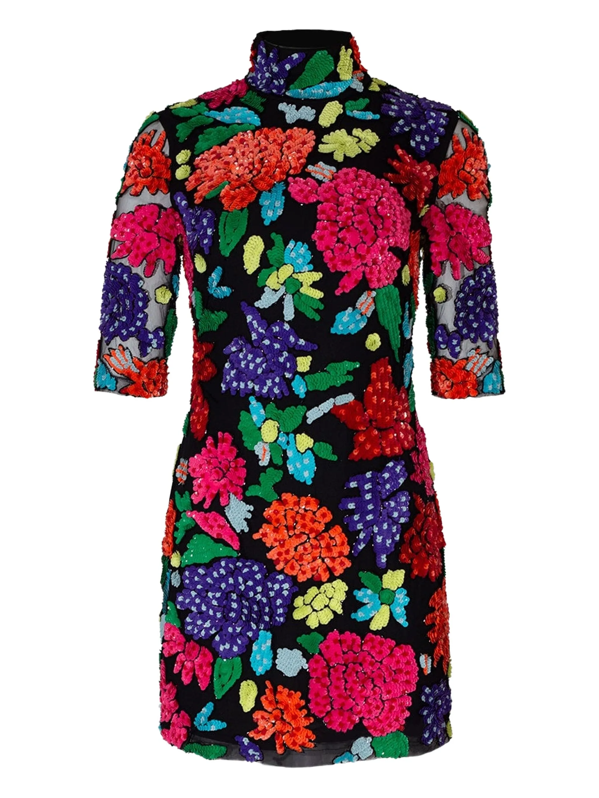 

Декорированное платье с высоким воротником Naeem Khan, черный