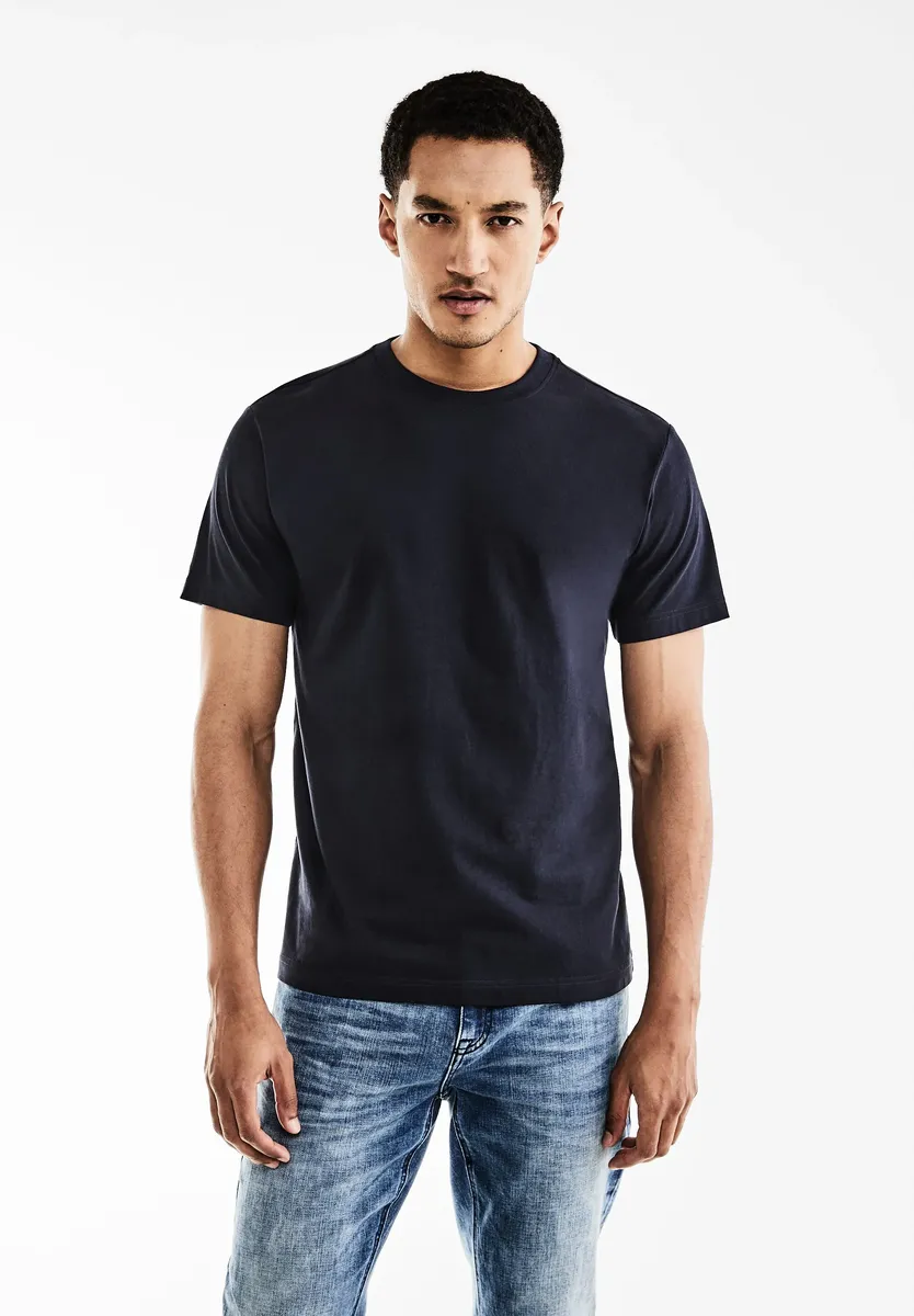 

STREET ONE МУЖСКАЯ футболка с круглым вырезом Street One Men, цвет Nightshadow Blue
