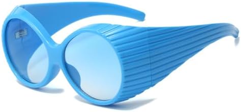 

Винтажные овальные солнцезащитные очки большого размера для женщин, модные градиентные очки с защитой от УФ-излучения UV400 для мужчин, панк-стиль MTZJH, Blue Blue Gradient