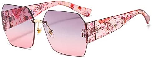 

Женские солнцезащитные очки без оправы, очки-маска, женские солнцезащитные очки с цветочным рисунком, защита от УФ-излучения UV400, винтажные очки MTZJH, C7flower-graypink