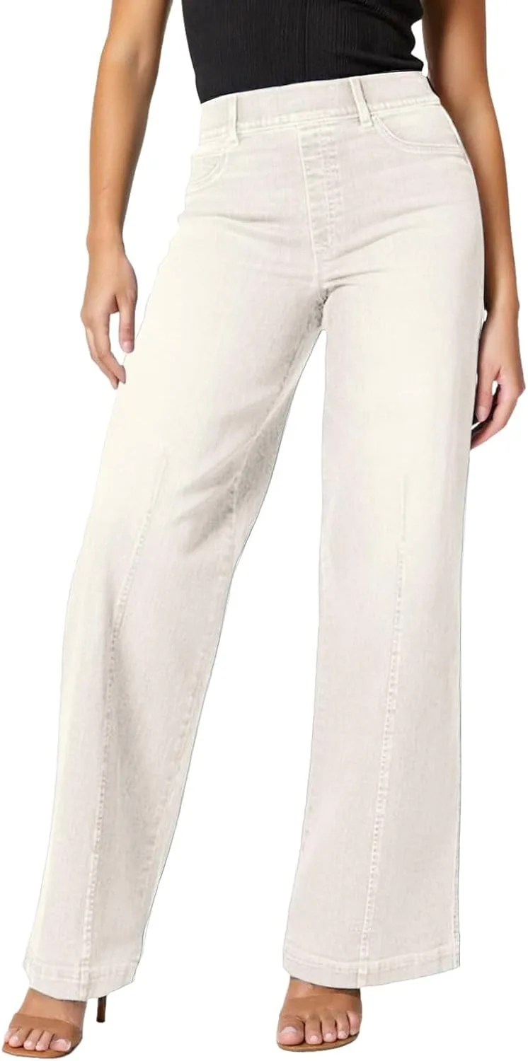 

Женские джинсы Wide Leg с карманами, эластичные, High Waisted, Boyfriend, Denim Washed, Pull On, Stretchy, Baggy RGDYPKO