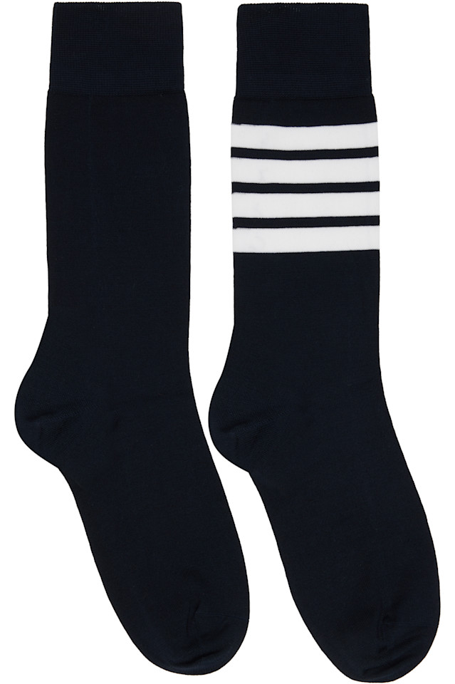 

Хлопковые носки средней высоты с четырьмя полосами Thom Browne, темно-синий