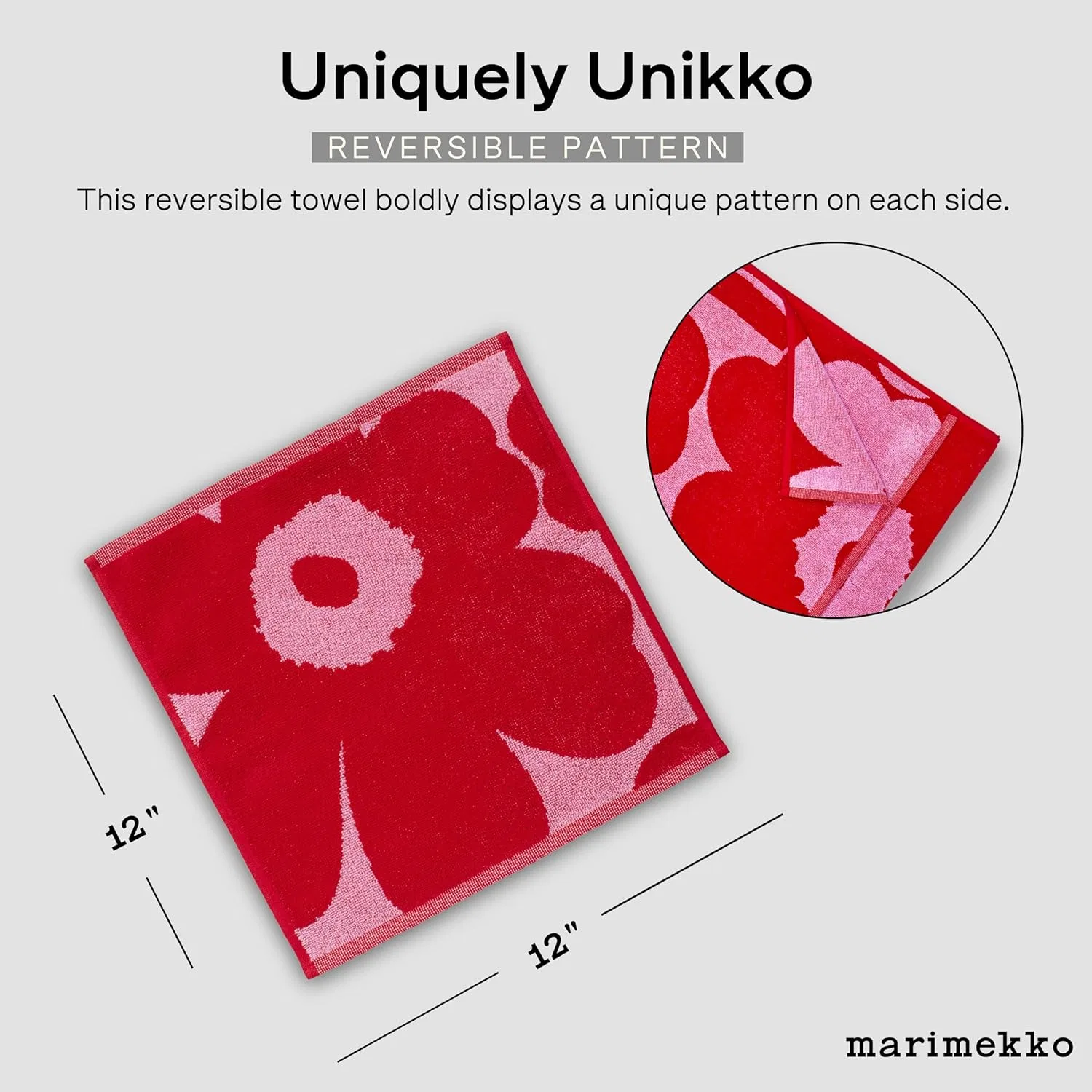 Мочалка Marimekko Unikko Terry Cotton Washcloth красная 30.5x30.5 см — фото 3
