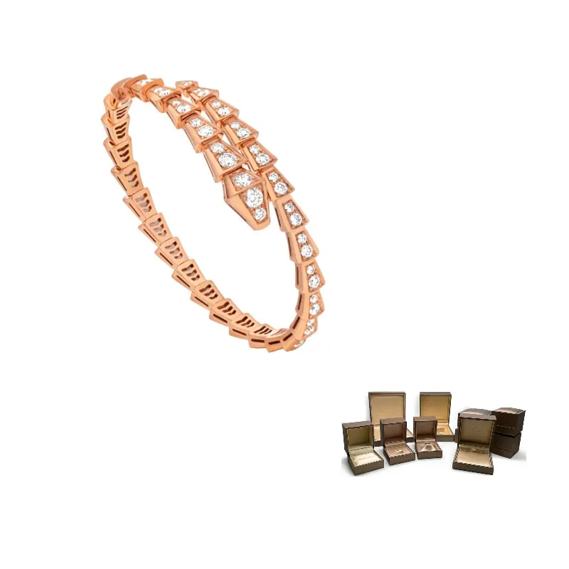 

BVLGARI 18k розовое золото браслет Serpenti Viper с бриллиантами