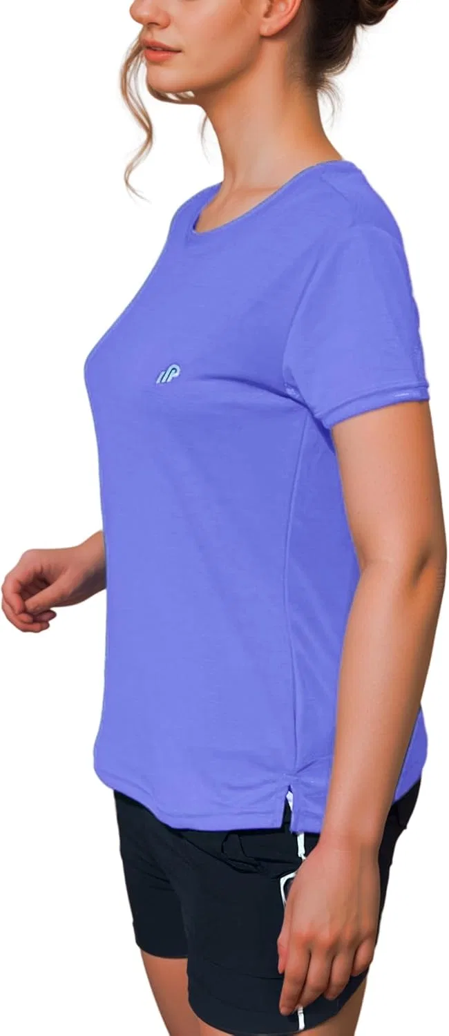 Matchpoint Apparels Женская спортивная футболка Active Performance Dry Fit, универсальная спортивная одежда для спорта, тренировок и занятий ракетными видами спорта, Corn Flower Blue — фото 3