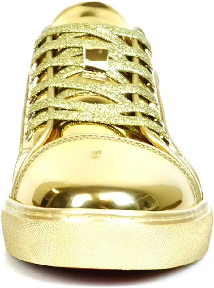 FI-2415-2 Patent Leather Cap tor Lace up Sneaker Fiesso by Aurelio Garcia, золотой — фото 3