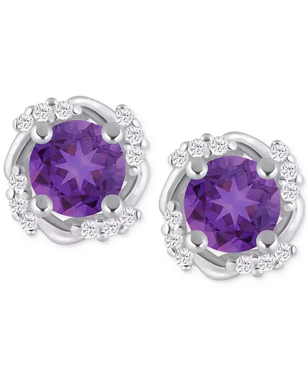 

Серьги-Гвоздики 1/3 дюйма в оправе из драгоценных камней и бриллиантов из 14-каратного желтого золота (также из 14-каратного белого золота) Macy'S, amethyst