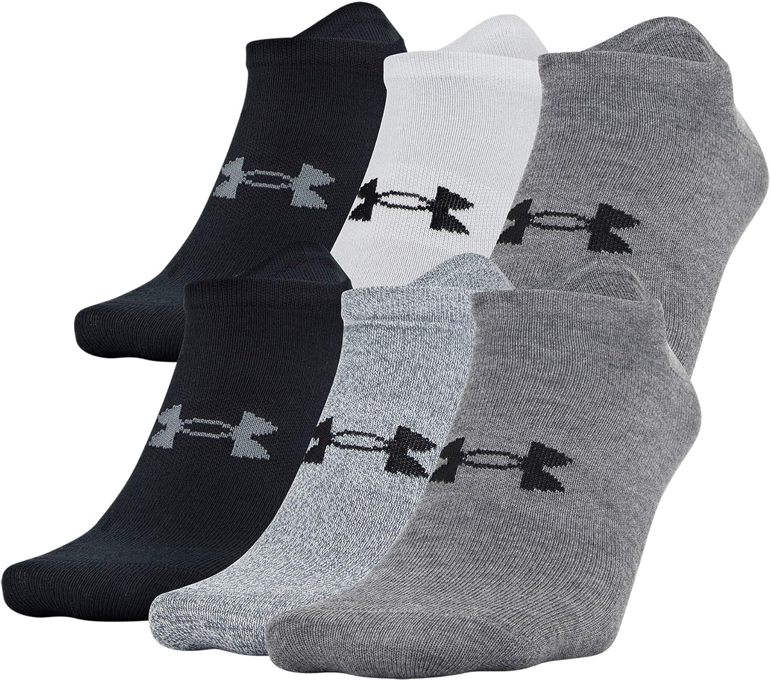 

Under Armour мужские носки Essential Lite No Show, 6 пар, Gray Assorted